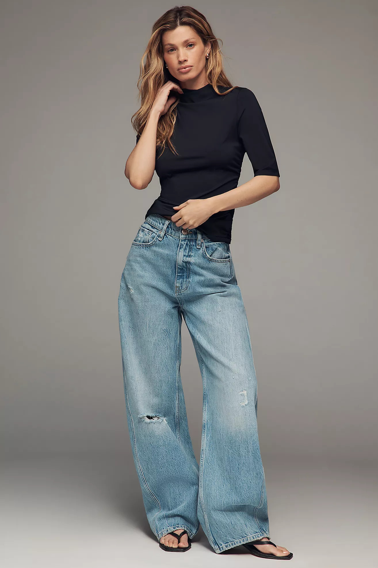 By Anthropologie Ruched Three-Quarter Sleeve Top | Anthropologie (US)