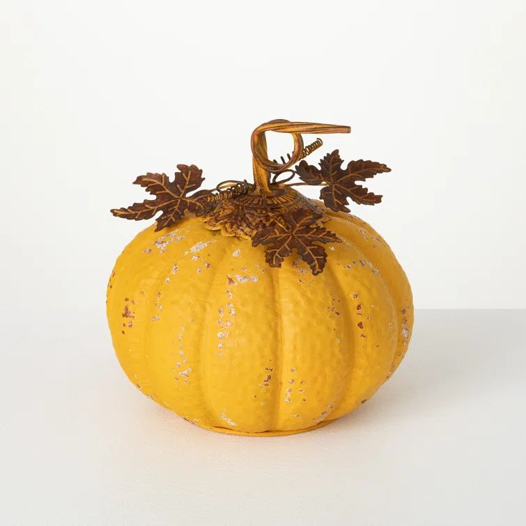 Small Yellow Metal Pumpkin | Wayfair Professional