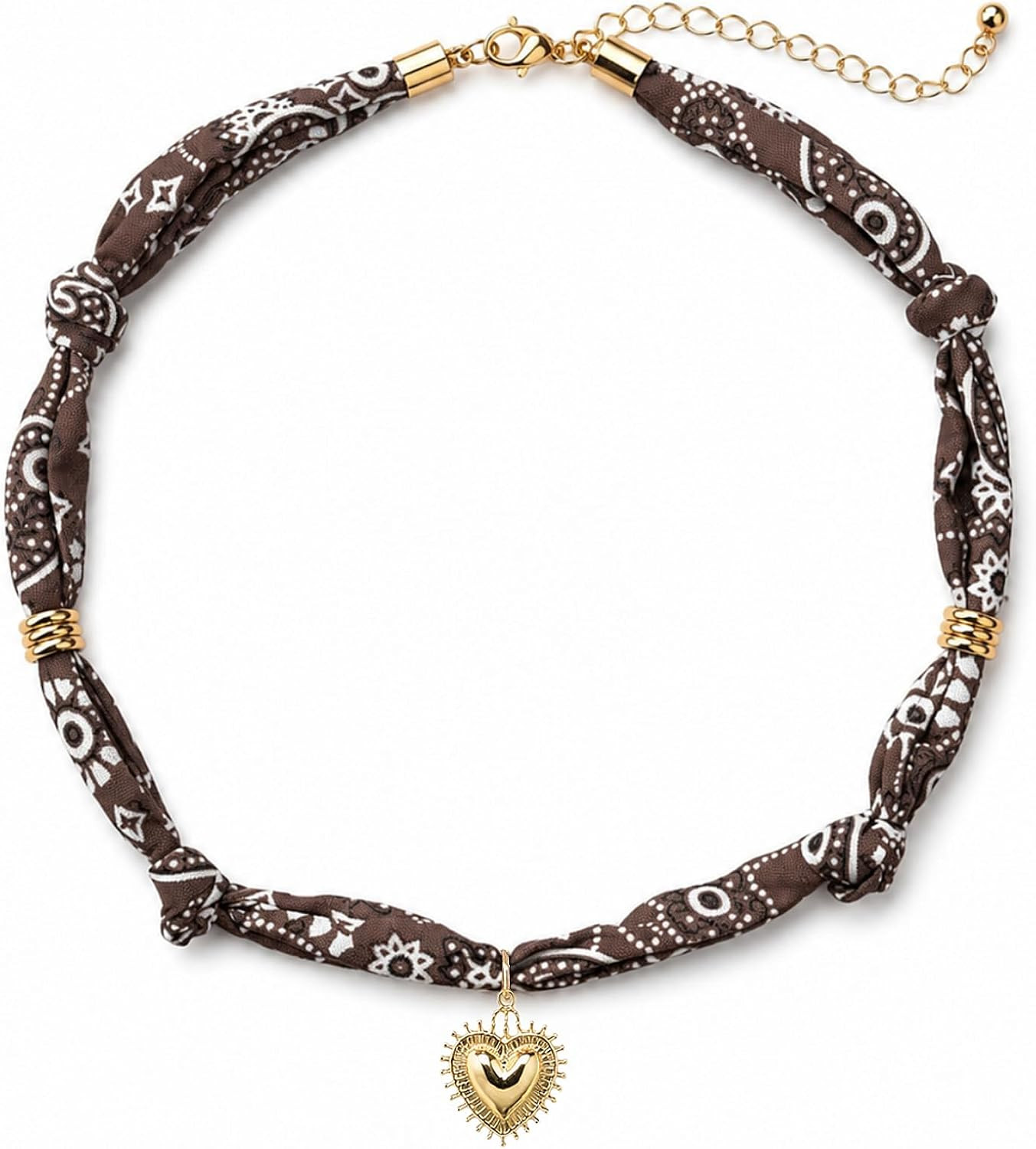 Glowave Scarf Necklace for Women, Bandana Necklaces with Heart Charm | Amazon (US)