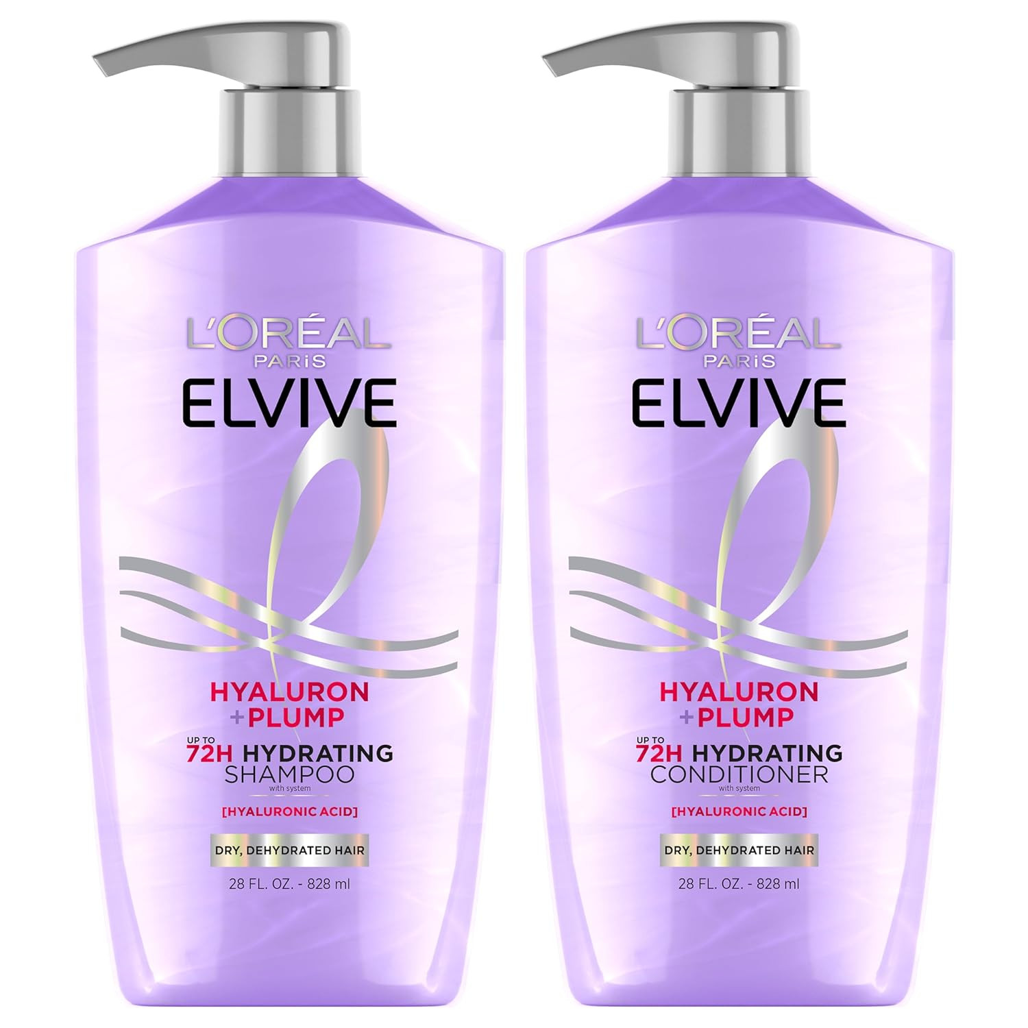 L'Oreal Paris Elvive Hyaluron Plump Shampoo and Conditioner Set for Dehydrated, Dry Hair with Hya... | Amazon (US)