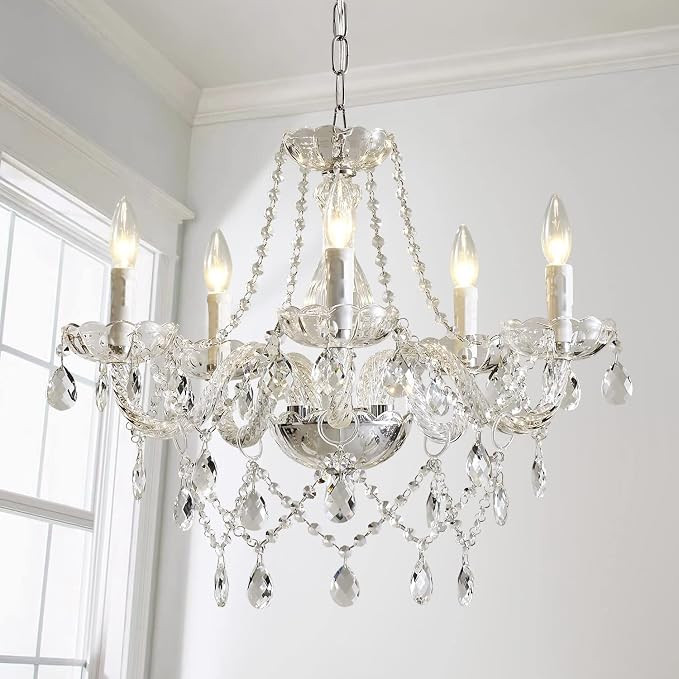 Saint Mossi 5 Light Modern Contemporary Elegant K9 Crystal Glass Chandelier Pendant Ceiling Light... | Amazon (US)