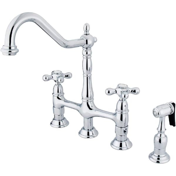 Kingston Brass KS1271ALBS Heritage Kitchen Faucet with Brass Sprayer, 8-9/16", Polished Chrome | Amazon (US)