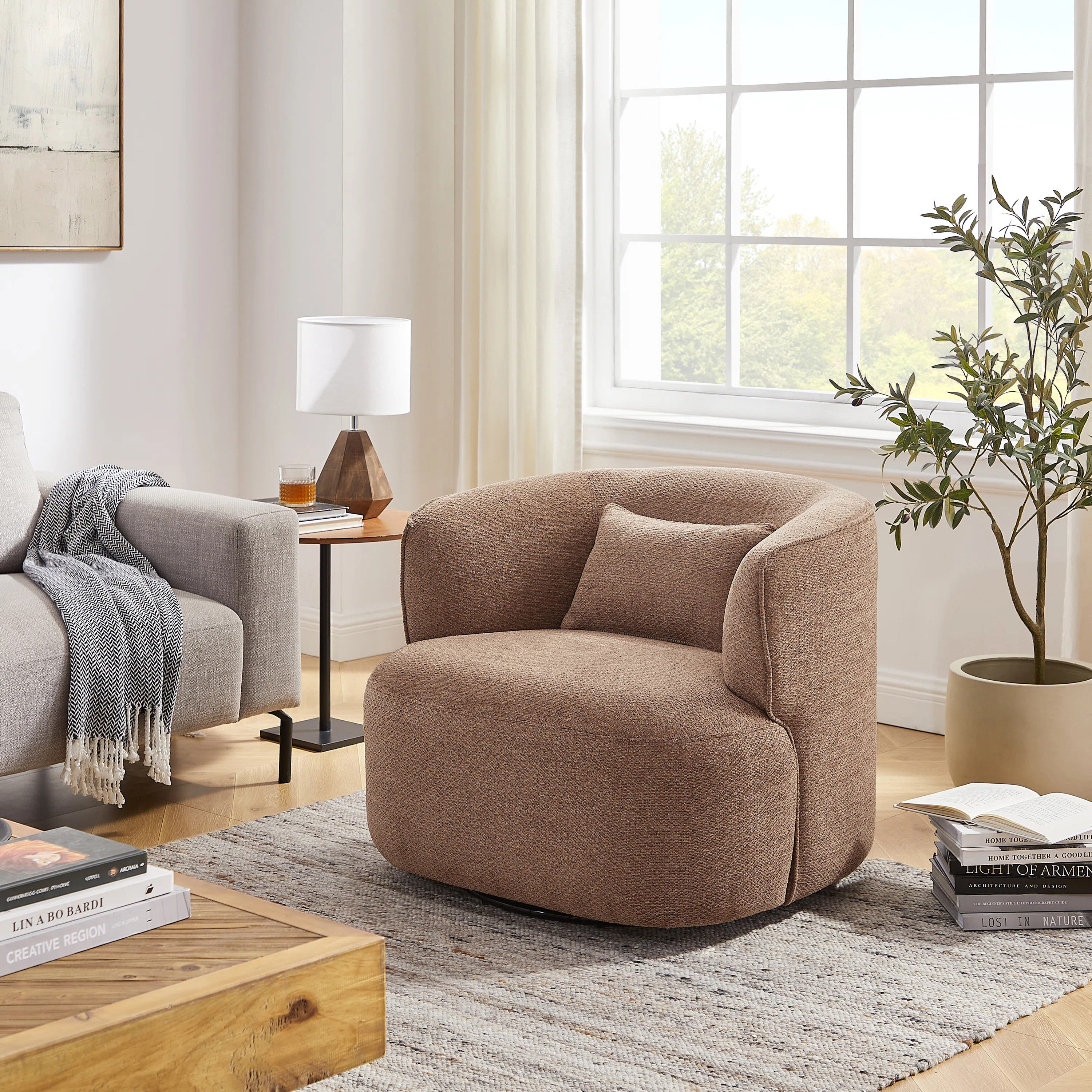 Wade Logan® Bernado 31.1'' Wide Fabric Swivel Barrel Chair & Reviews | Wayfair | Wayfair North America