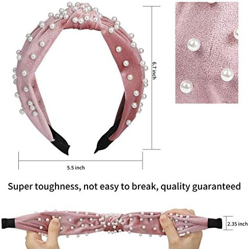 Tyfthui 6 Pcs Pearl Headbands for Women, Wide Headbands Knotted Headbands for Women, Headbands fo... | Amazon (US)