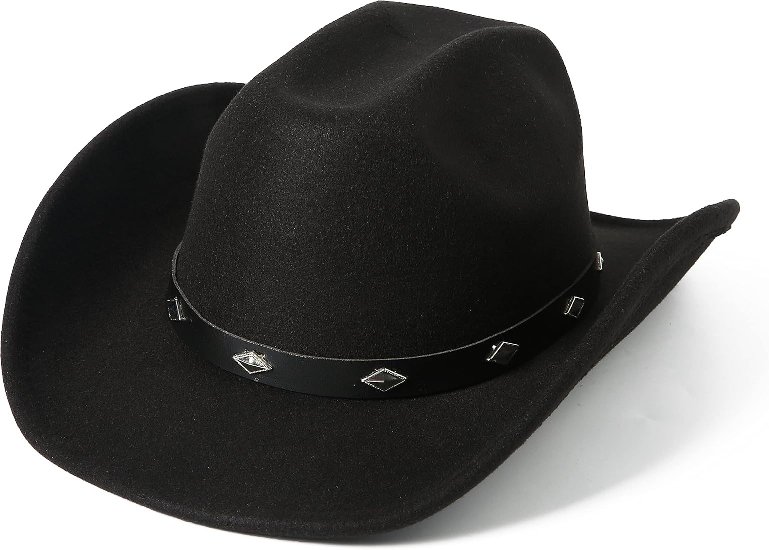 Lanzom Women Men Classic Felt Wide Brim Western Cowboy Hat Cowgirl Hat with Buckle | Amazon (US)