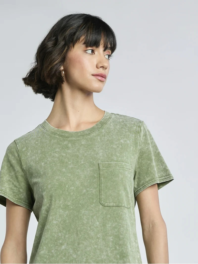 Time and Tru Women's Midi T-Shirt Dress with Short Sleeves, Sizes XS-XXXL - Walmart.com | Walmart (US)