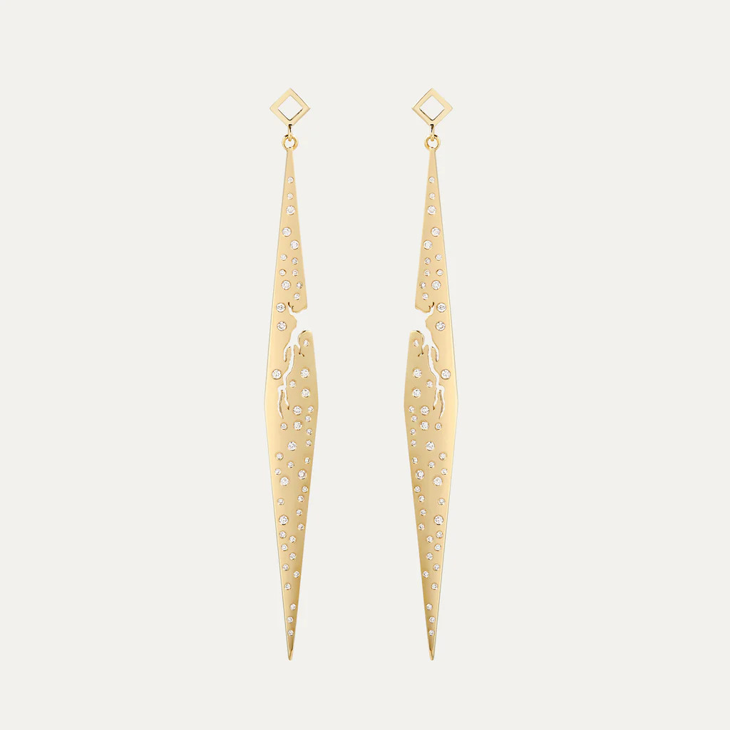 Broken Statement Earrings with Diamonds | Savannah Friedkin