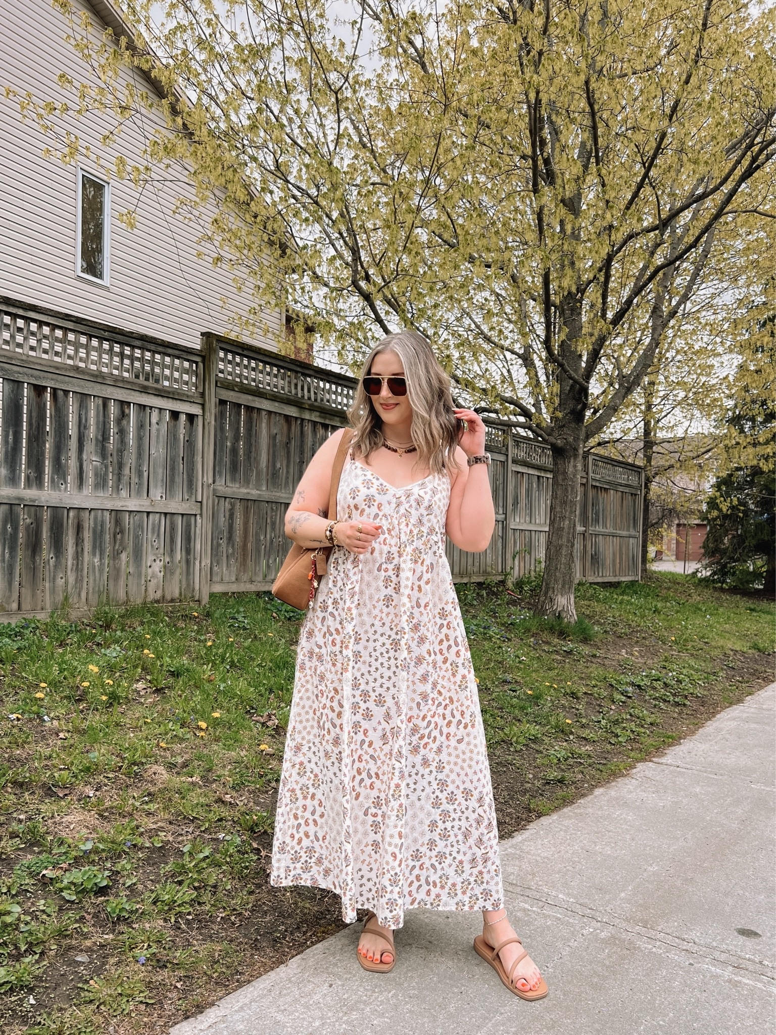 Love this easy boho maxi dress for summer - wearing my usual size L! My sandals are super comfy, I’m usually a 9.5-10 and wear a 10. Canadian Old Navy and Crocs links under “similar products”

#LTKsummer #LTKmidsize #LTKdresses