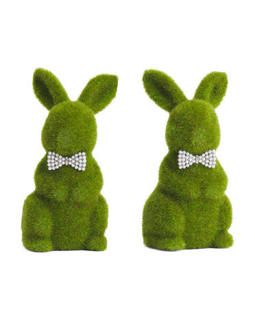 2pk 7in Faux Moss Bunnies | TJ Maxx