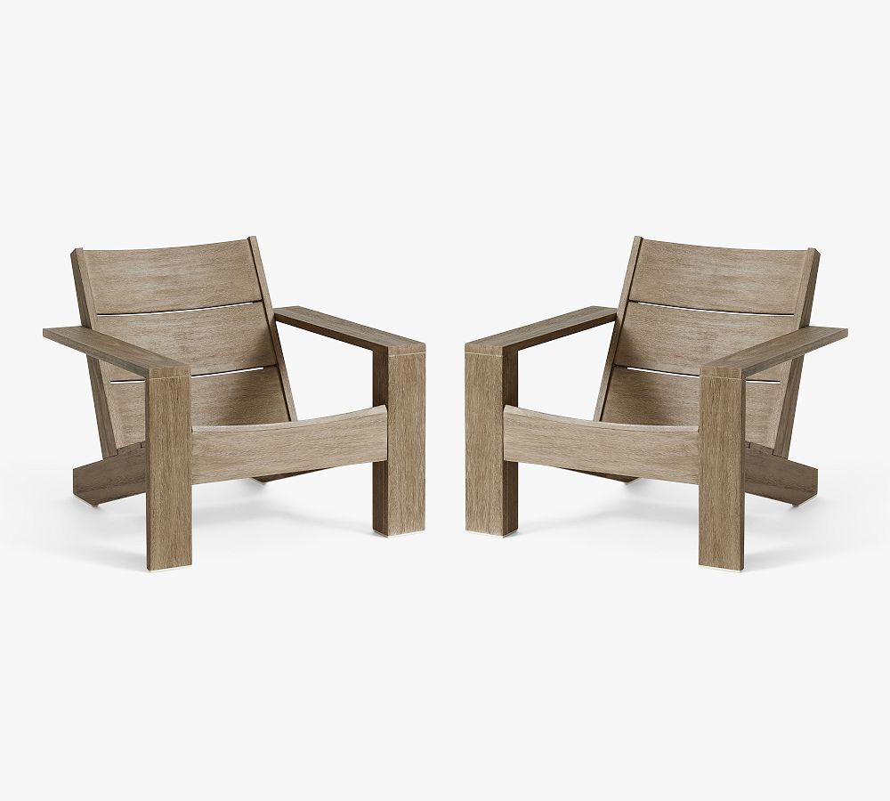 Indio Eucalyptus Modern Outdoor Adirondack Chair, Set of 2 | Pottery Barn (US)