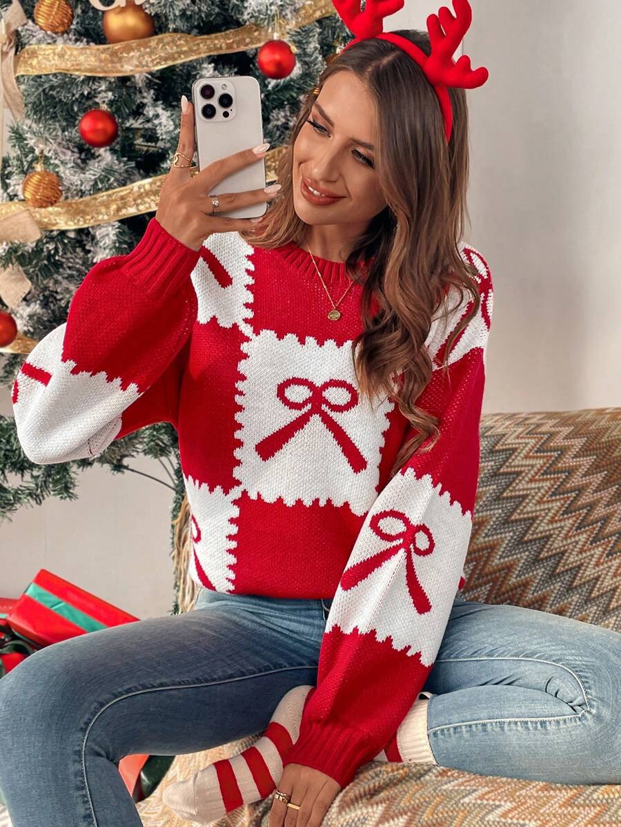 Chiquease Christmas Women's Autumn/Winter Loose Fit Crew Neck Long Sleeve Butterfly Pattern Sweat... | SHEIN