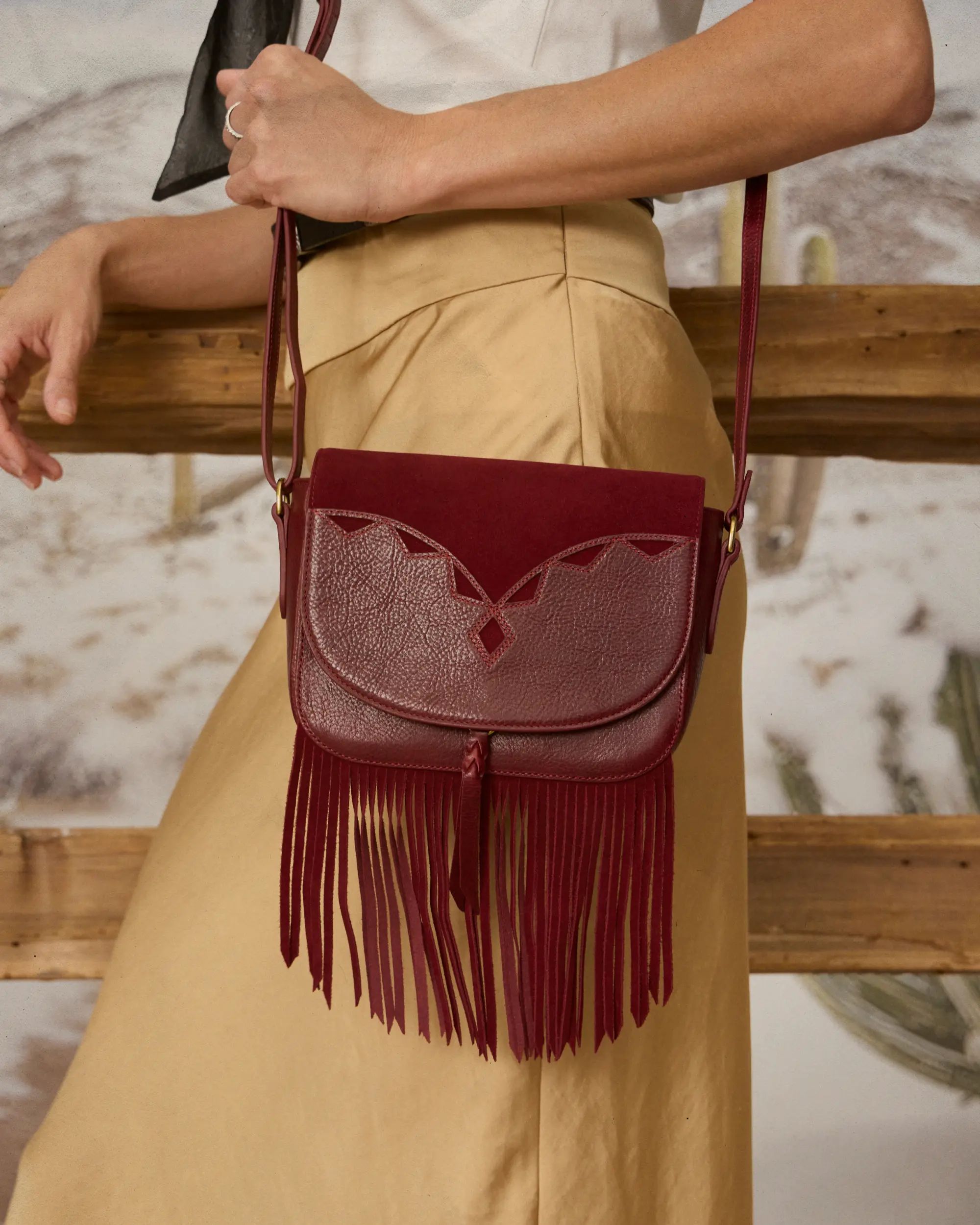 Sunny Mini Fringe Saddle Bag | Tecovas