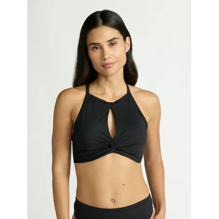 Time and Tru Womens and Plus Core High Neck Cutout Bikini Top, Sizes XS - 2X | Walmart (US)