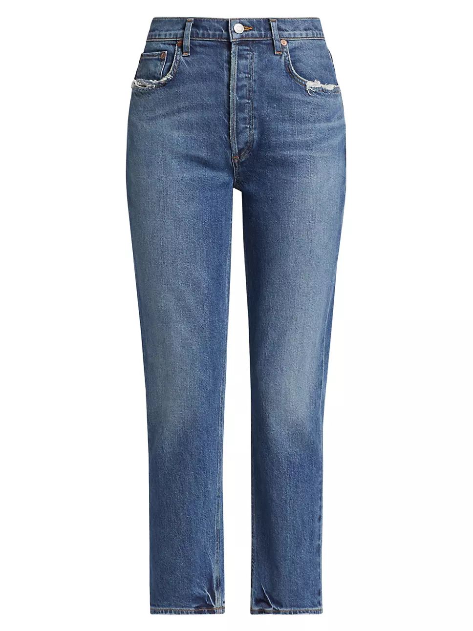 Riley Long High-Rise Straight Jeans | Saks Fifth Avenue