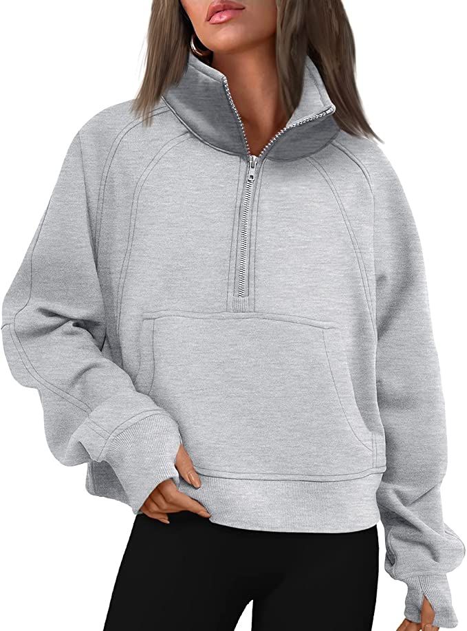 Trendy Queen Womens Half Zip Cropped Pullover Oversized Sweatshirts Fleece Quarter Zipper Hoodies... | Amazon (US)