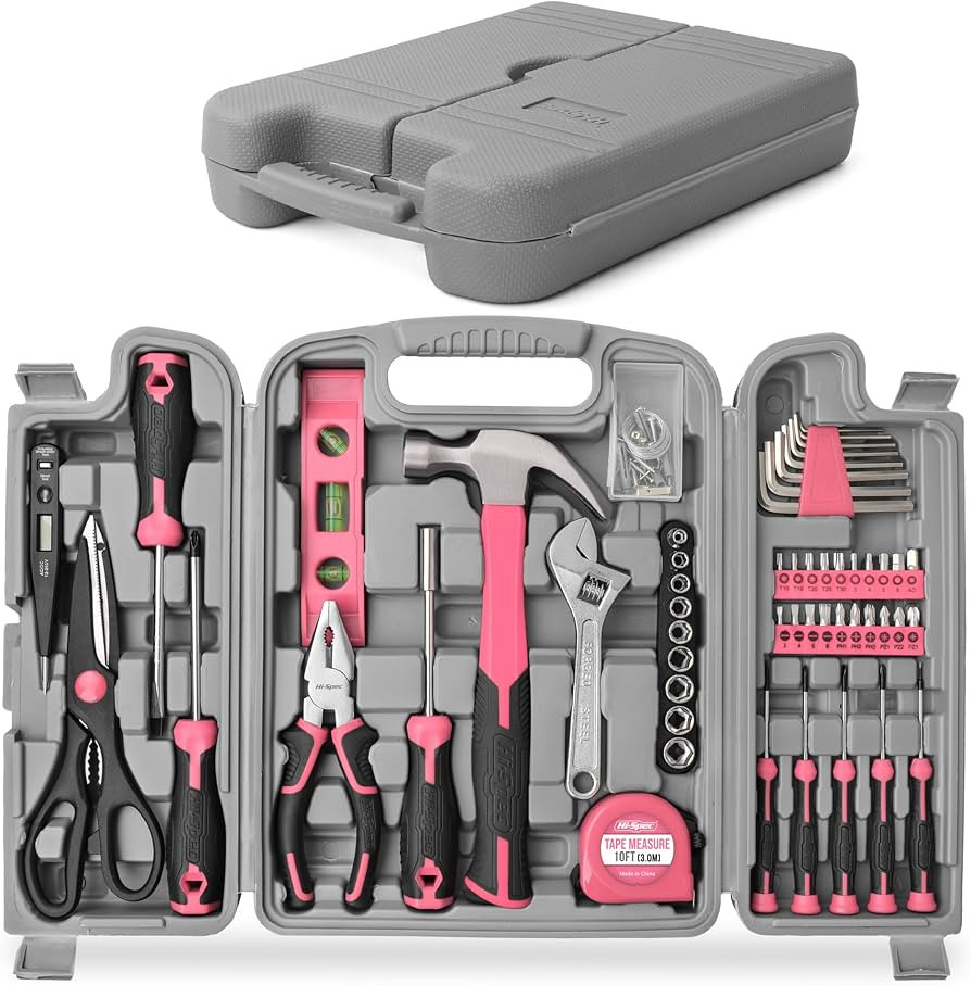 Hi-Spec 54pc Tool Set General Household Toolkit with Toolbox Storage Case, Pink Ladies Basic Hous... | Amazon (US)