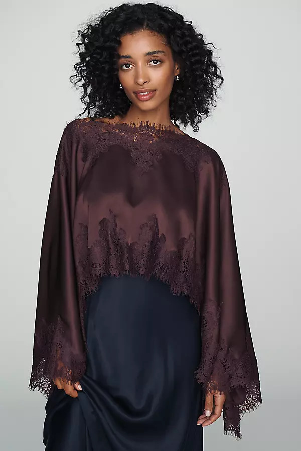 Satin Lace Poncho Top | Anthropologie (US)