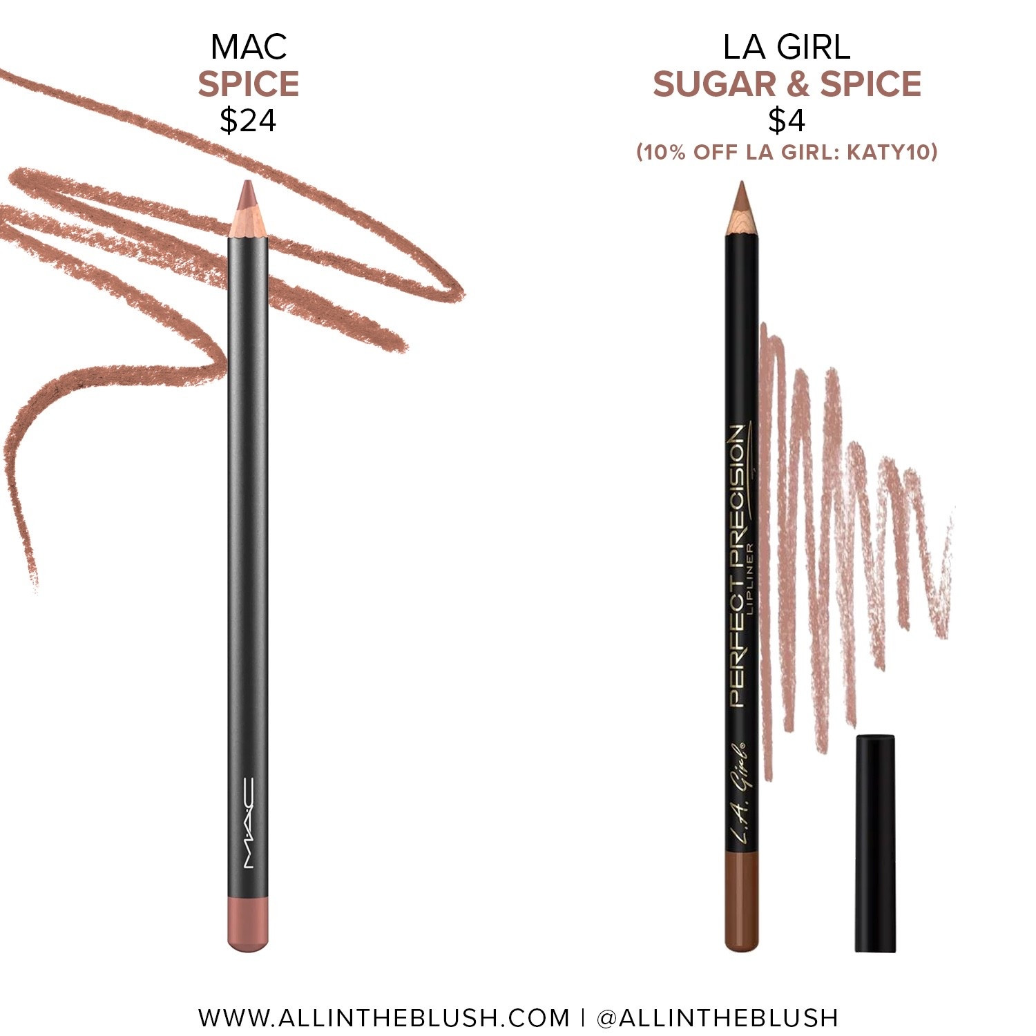 $4 alternative for MAC ‘Spice’ Lip Pencil: LA Girl ‘Sugar & Spice’ Lip Pencil | Save 10% off LA Girl with code: katy10

#LTKBeauty #LTKSaleAlert #LTKgrwm