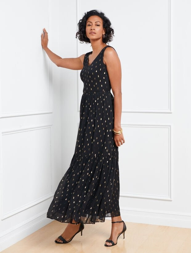 Tiered Maxi Dress - Metallic Dot | Talbots