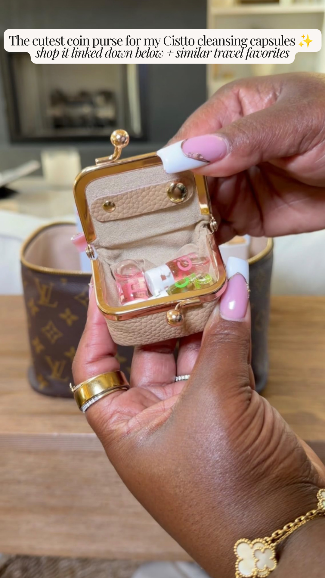Finding tiny, functional ways to keep travel skincare organized makes packing so satisfying! ✨

This adorable mini kiss-lock coin purse is the perfect size for holding Cistto cleansing capsules and tiny beauty essentials. It keeps everything protected, tidy, and easy to grab right out of your main makeup bag.

Shop this cute mini purse and similar travel favorites linked below! 🛒

Follow for more @OPERATION_NIKI on IG, TikTok, & Facebook

#TravelHacks #TravelEssentials #MiniBag #OperationNiki #SkincareOrganizer #TravelBeauty #PackingHacks #ShoppingHaul 

 #LTKselfcare #LTKBeauty #LTKTravel