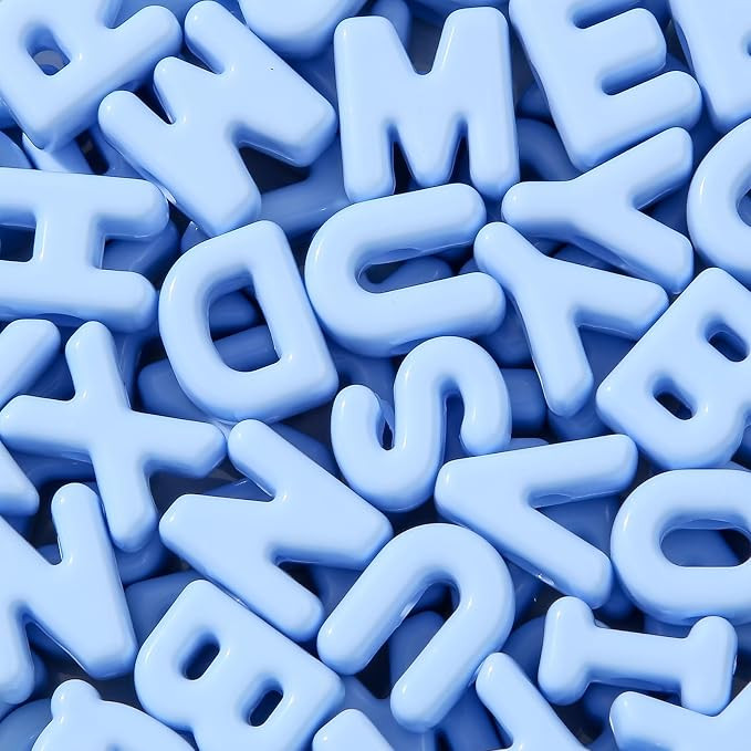 500Gram/155pcs Large 6mm Hole Letter Beads,Big Alphabet Shaped Beads Blue Letter Beads,Large Hole... | Amazon (US)