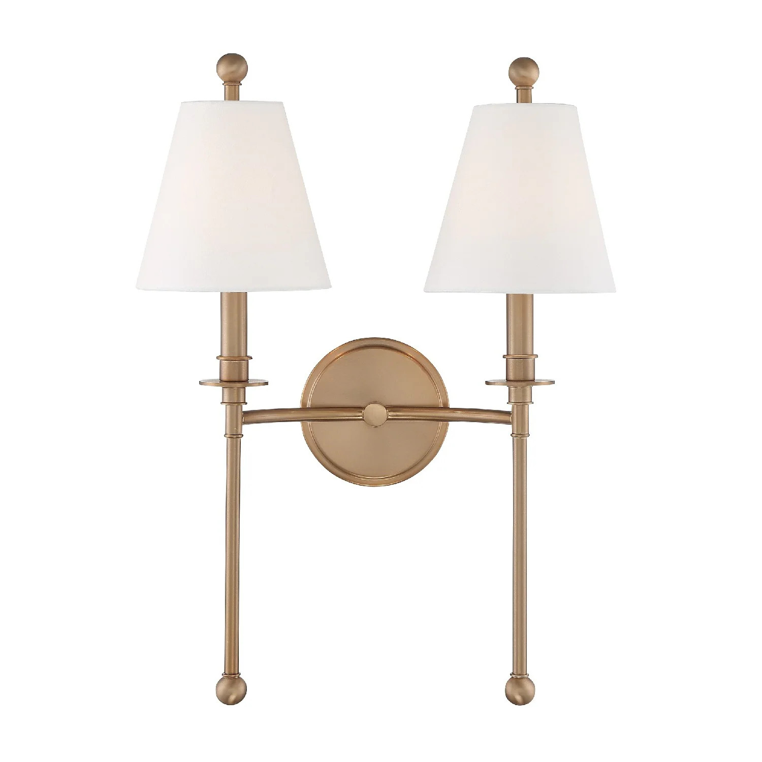 Riverdale 2 Light Aged Brass Wall Mount - 15'' W x 14.5'' H x 7'' D | Overstock