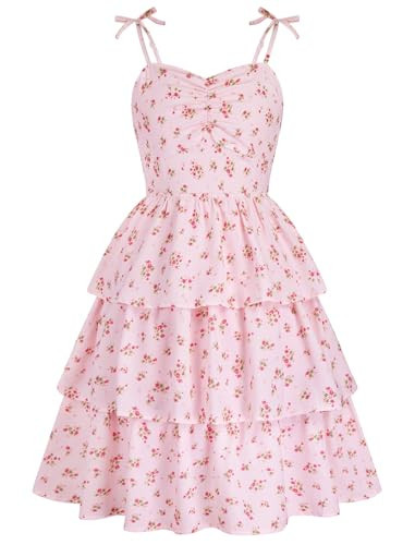 HOZIY Dress for Girls 10-12 Tween Pink Floral Formal Tea Party Wedding Guest Dresses Summer Spring Easter Casual Birthday Sleeveless Preteen Sundress | Amazon (US)