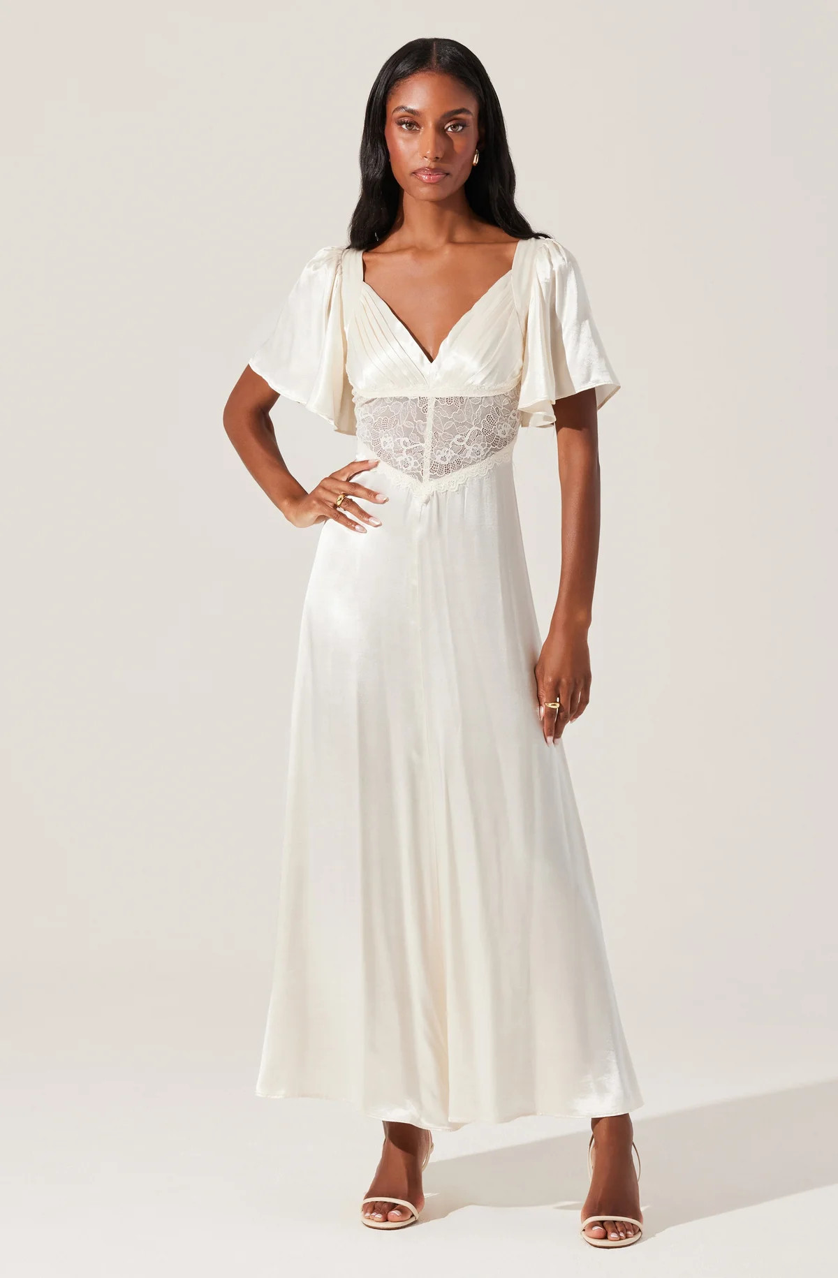 Aurelia Satin V-Neck Midi Dress | ASTR The Label (US)