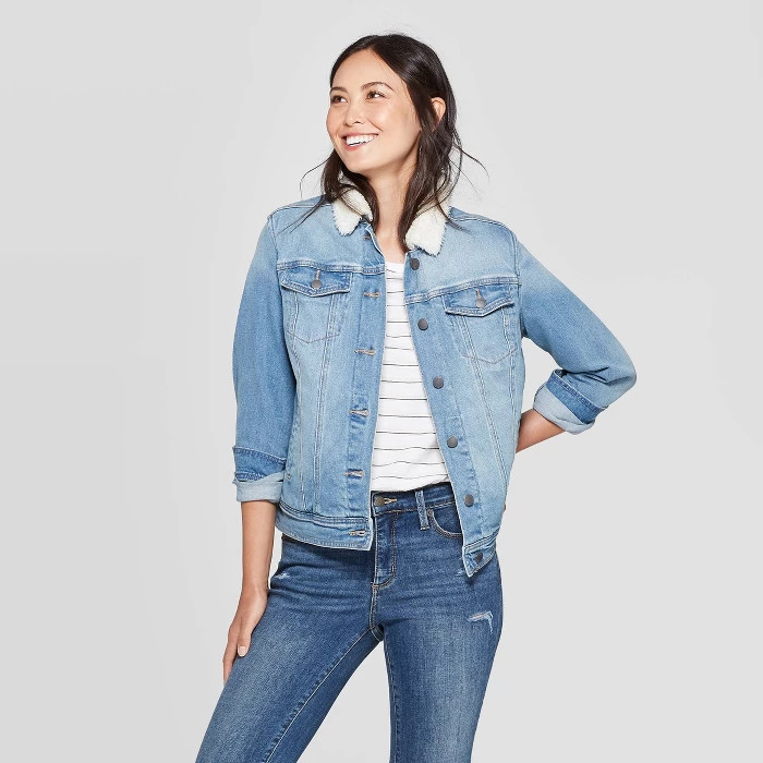 Women's Denim with Sherpa Jacket - Universal Thread™ Light Wash | Target