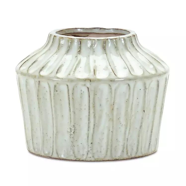 Cream Terracotta Ribbed Vase, 5 in. | Kirkland's Home