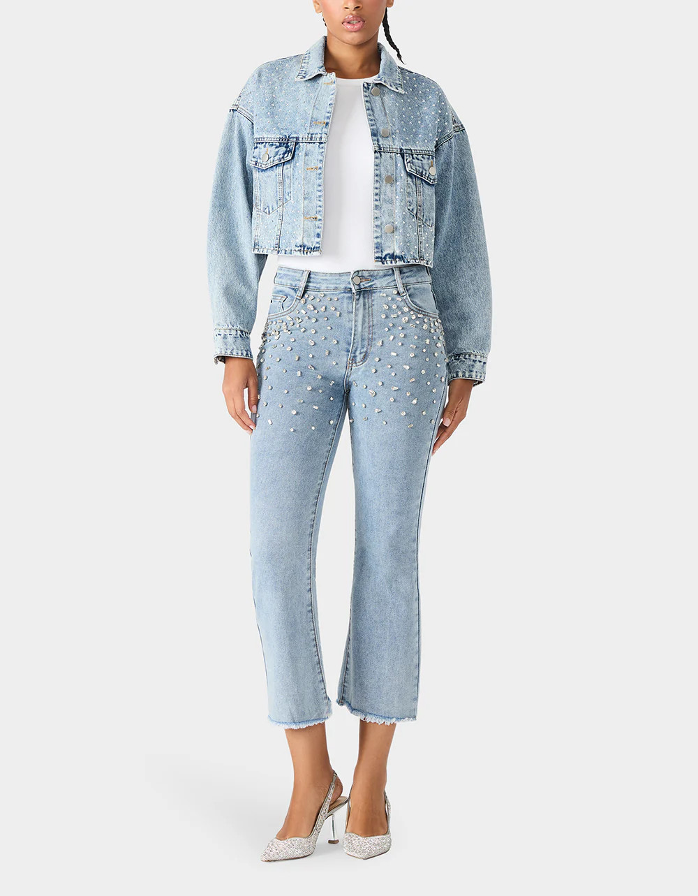 JEWELED JEANS Women's Rhinestone Embellished Denim Jeans | Betsey Johnson