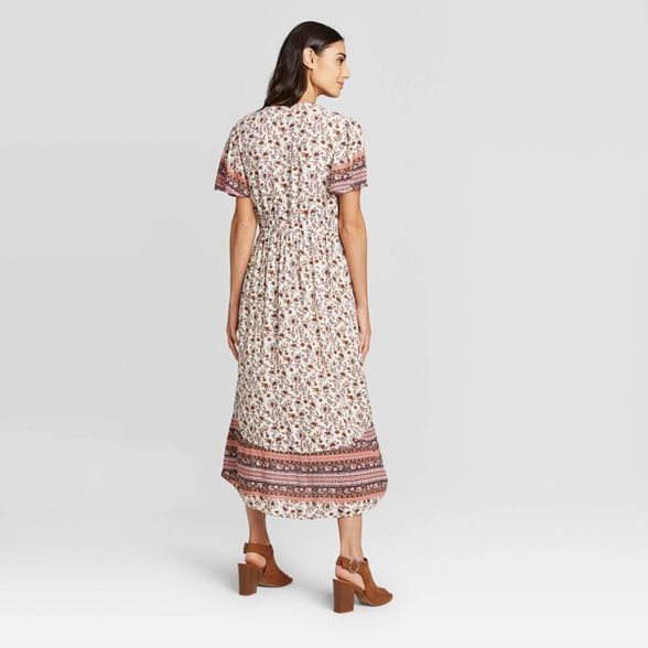 Women's Floral Print Short Sleeve Midi Dress - Knox Rose™ White | Target