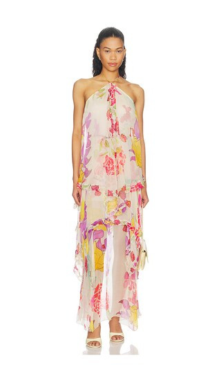 Flores Silk Chiffon Long Halter Dress | Revolve Clothing (Global)