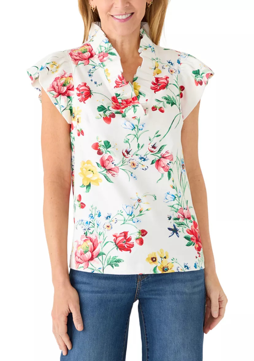 Women's Short Sleeve Jacquard Top | Belk