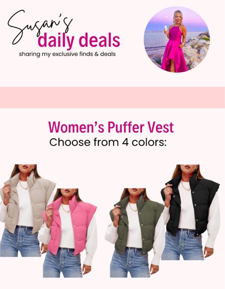 Women’s puffer vest, clickable coupon + 50% discount with code: 501C2AK1

#LTKSpringSale #LTKSeasonal #LTKfindsunder50