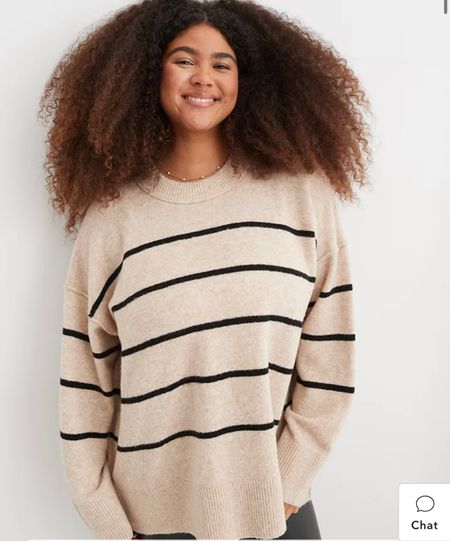 Aerie has a sale on sweaters today! They are all $40. This one comes in lots of color ways, order your true size unless you want it oversized. The model is wearing an XL for reference and she is 5’8”.

#LTKsalealert #LTKfindsunder50 #LTKSeasonal