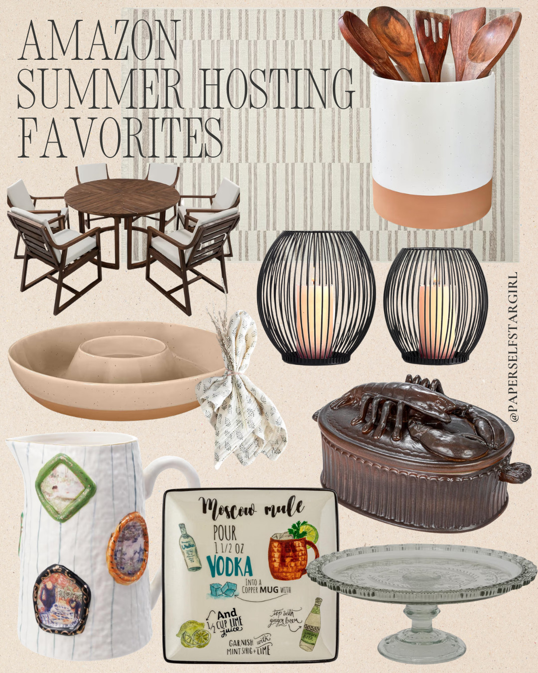 Amazon summer hosting favorites for the backyard dinner that feels collected, cozy, and quietly beautiful. ☀️ Think golden evening light, a textured outdoor rug underfoot, a table layered with charm, warm candle glow, pretty serving pieces, fresh drinks poured slowly, and that relaxed “stay a little longer” mood that makes summer nights feel special. 

Add to cart before your hosting era sells out. 🥃🍅🥑

#LTKfoodie #LTKHome #LTKSeasonal