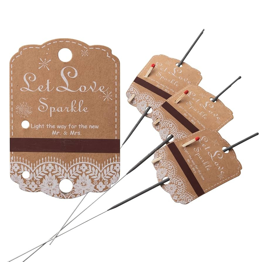 100pcs Rustic White Lace Wedding Sparkler Tags with Match Holder and Striker Send Off Exit Tags f... | Amazon (US)