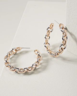 Mixed-Metal Rope Link Hoop Earrings | White House Black Market