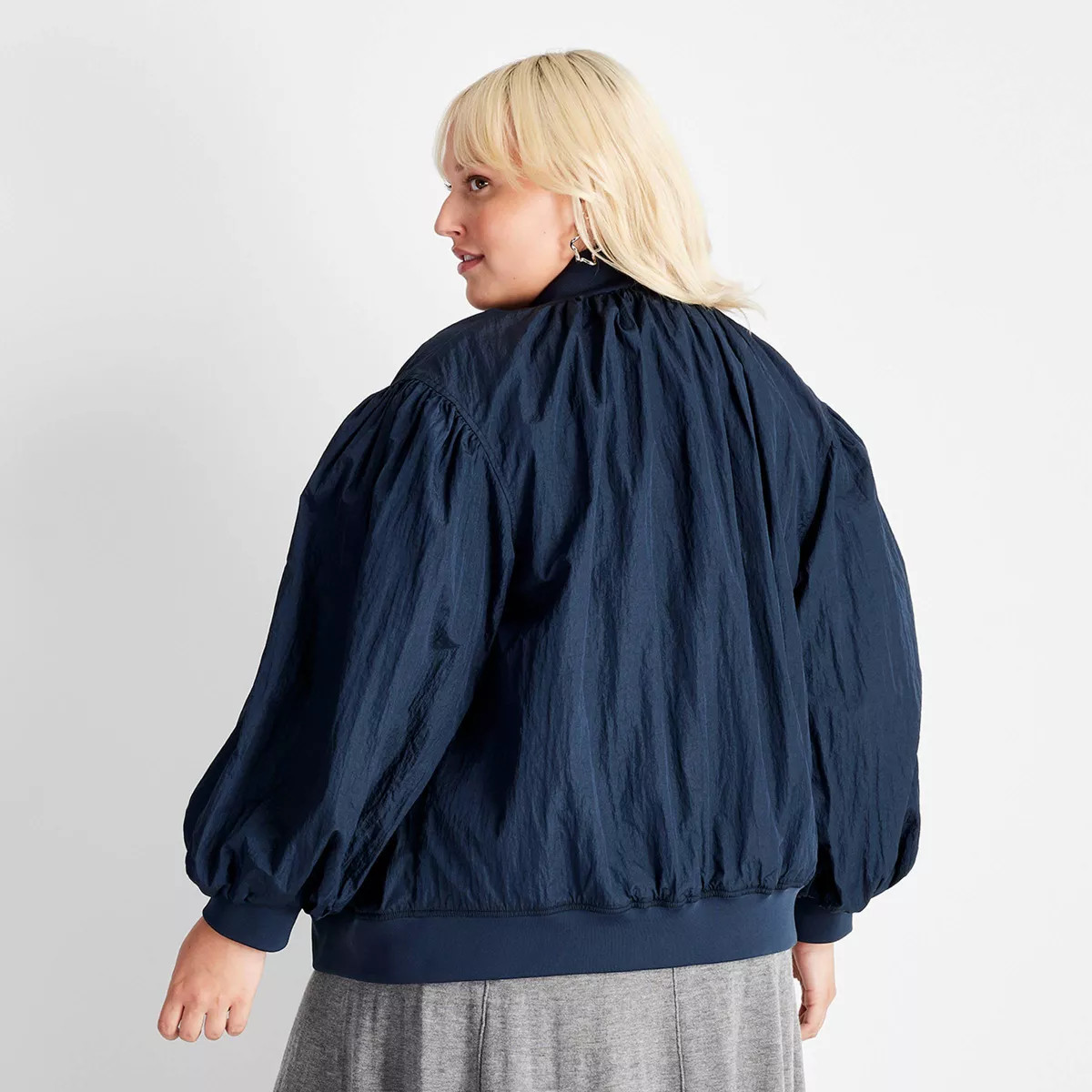 Women's Nylon Relaxed Bomber Jacket - Future Collective Navy Blue | Target