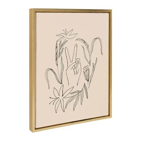 Kate and Laurel Sylvie Peace Then Waves Framed Canvas Wall Art By Kate Aurelia Holloway, 18x24 Go... | Walmart (US)