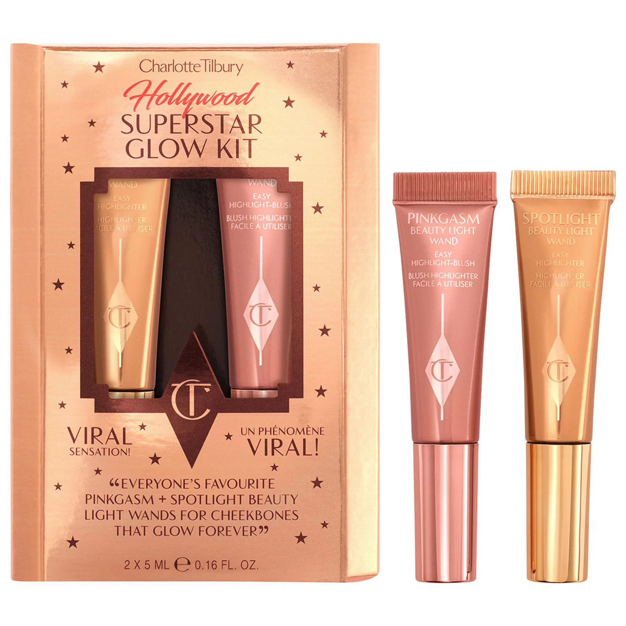 Charlotte Tilbury Mini Hollywood Superstar Beauty Highlighter Wand Duo Gift Set | Kohl's