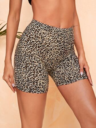 SHEIN Privé Leopard Biker Shorts | SHEIN