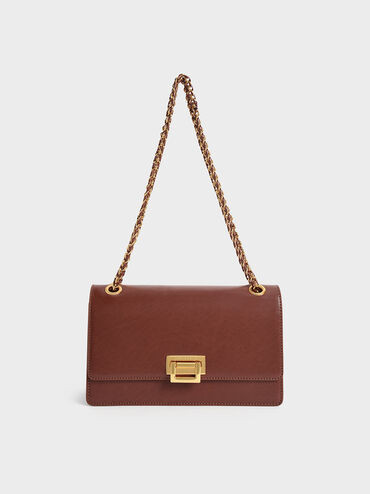 Chain Handle Shoulder Bag
 - Chocolate | Charles & Keith UK