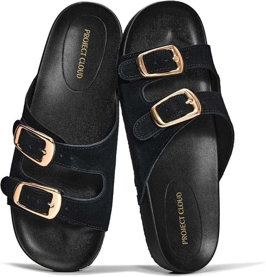 Project Cloud 100% Genuine Leather Womens Sandals Comfortable Plush & Soft Insole Sandals Women -... | Amazon (US)