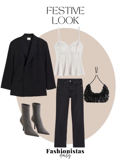 Festive look ✨

outfit inspiration, Christmas outfit, vintage straight high jeans, H&M, oversized black blazer, clutch, accessories, bustier top, heeled boots, party outfit, Nederland. 

#LTKparties #LTKeurope #LTKSeasonal