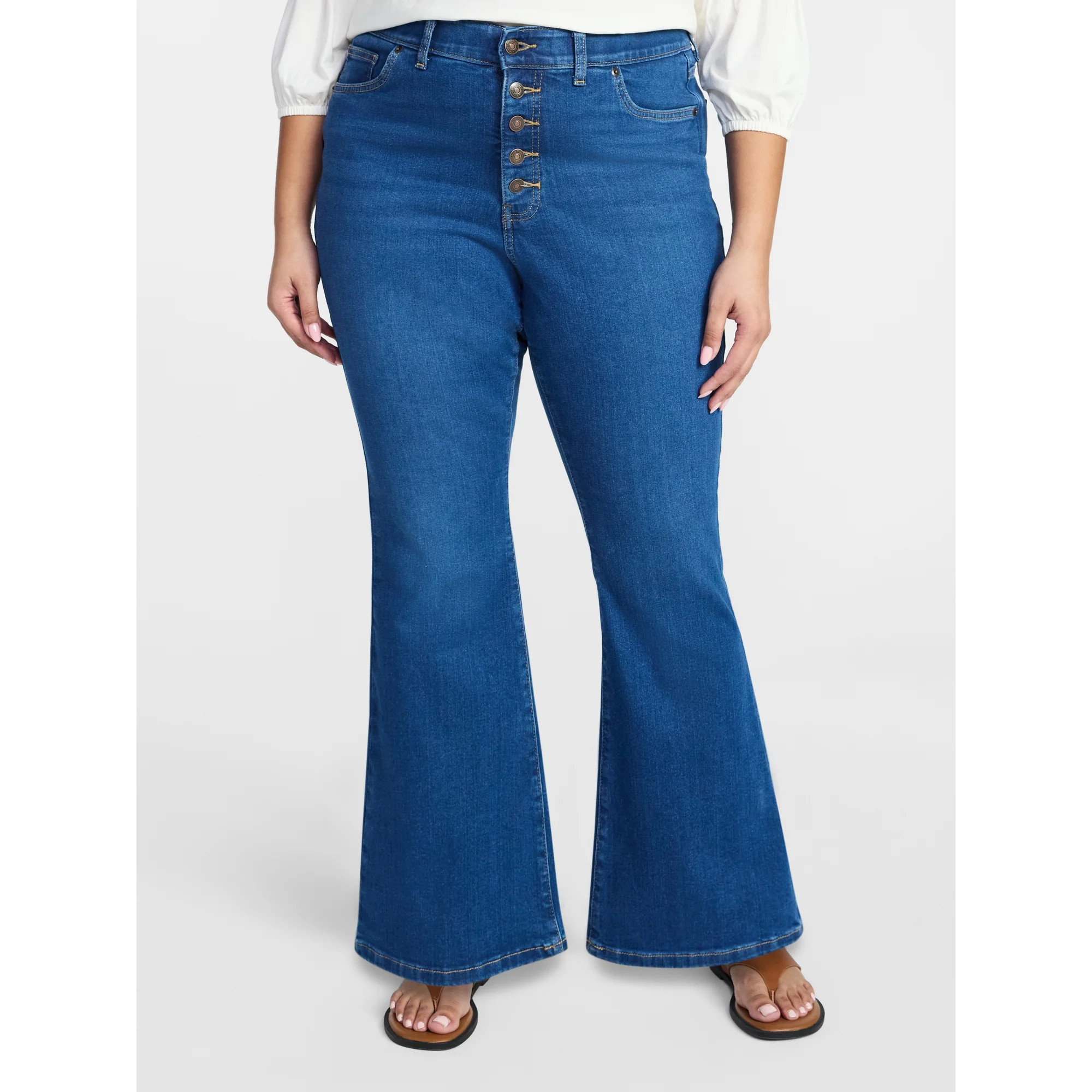 Terra & Sky Women's Plus Size Core Flare Jeans, Sizes 16W-28W | Walmart (US)