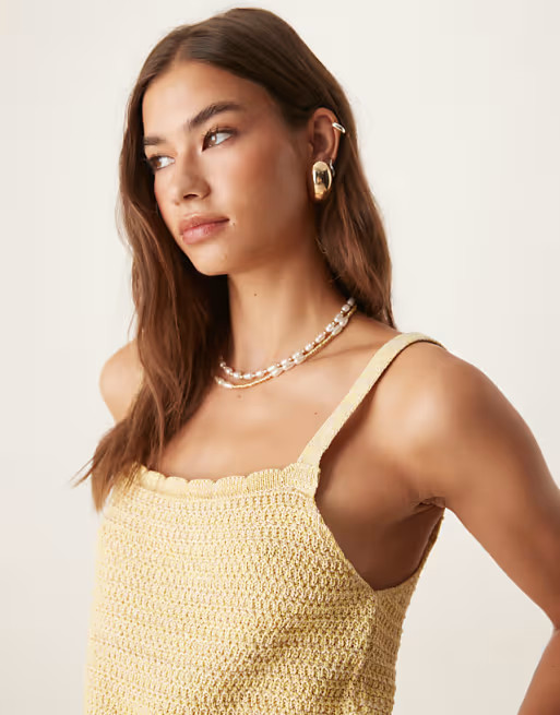 ASOS DESIGN multi ply knitted stitch cami top in yellow | ASOS (Global)