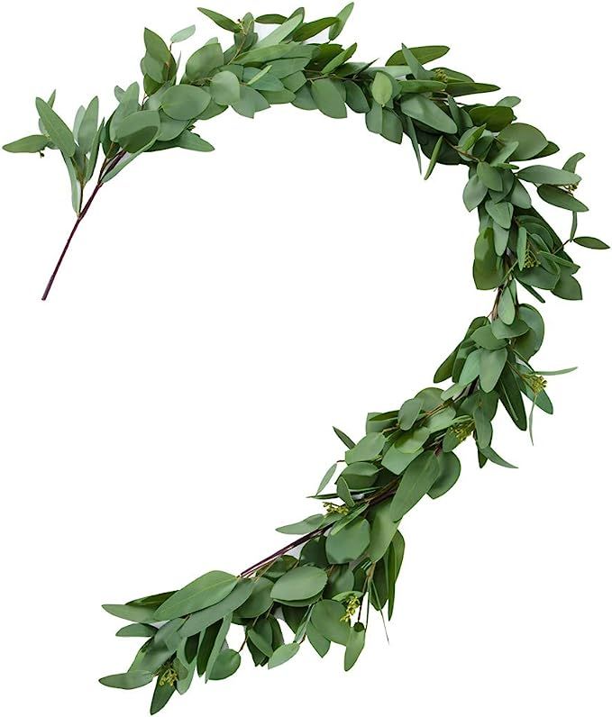 Belle Fleur Artificial Silver Dollar Seeded Eucalyptus Garland 5FT - Leaves Greenery Garland for ... | Amazon (US)