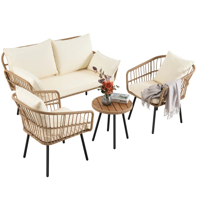 Halstead 4 - Person Outdoor Seating Group with Cushions | Wayfair North America